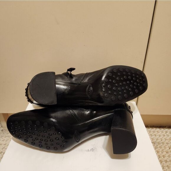 Tod's Black Calfskin Leather Square Toe Chunky Heel Ankle Boots Sz.9/39.5 $885 - Picture 13 of 16